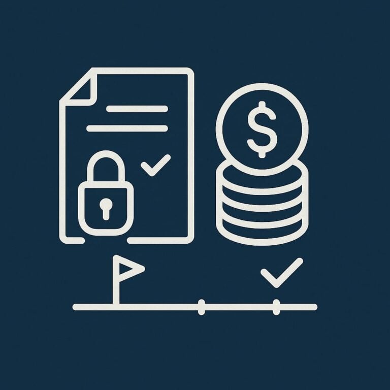 Visual icon showing lift installation payment milestones
