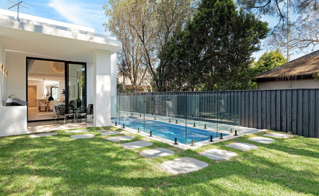 Poolside entertaining area with Lift Shop A Series home lift