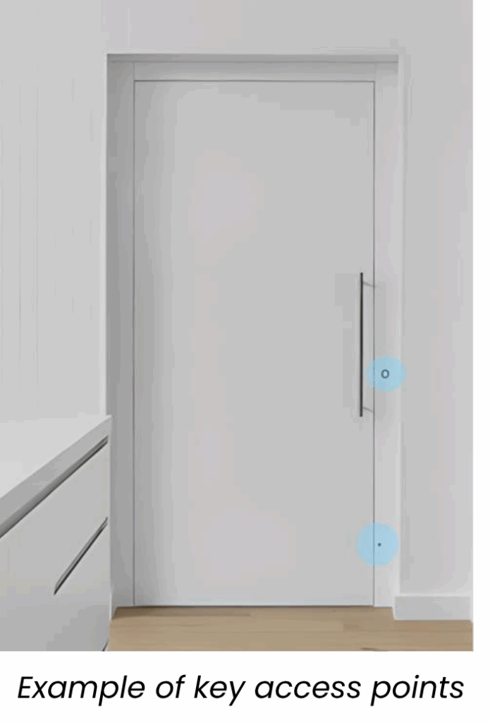 Lift door key access point and call button layout