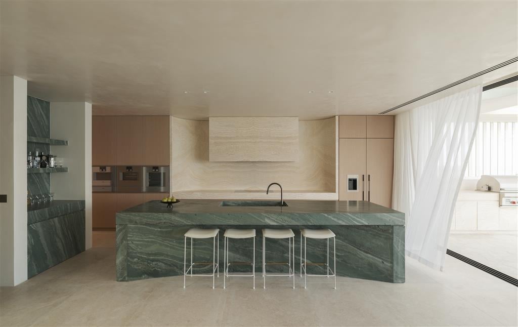 Open-plan kitchen in The Solstice HIA 2025 winner, with seamless Lift Shop integration nearby.