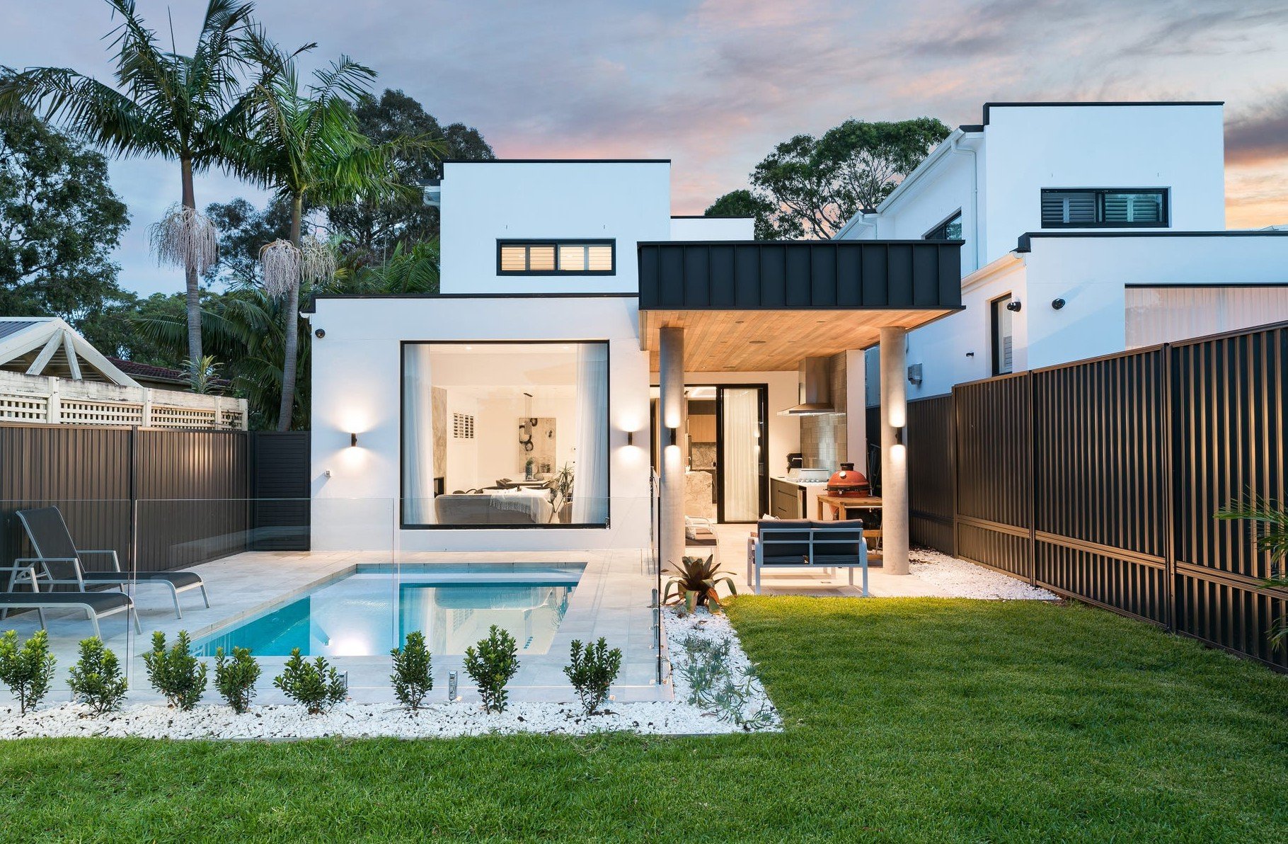 Contemporary open-plan living area with indoor outdoor flow in a luxury Caringbah South home