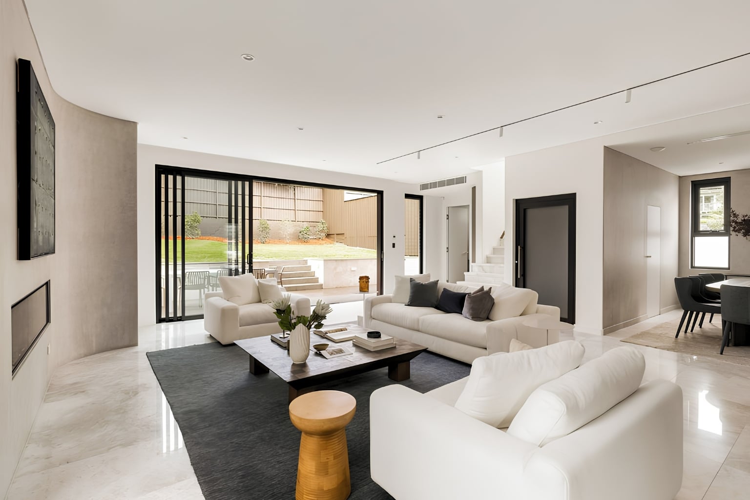 Luxury Cremorne home featuring Lift Shop A Series elevator integrated beside open-plan living area