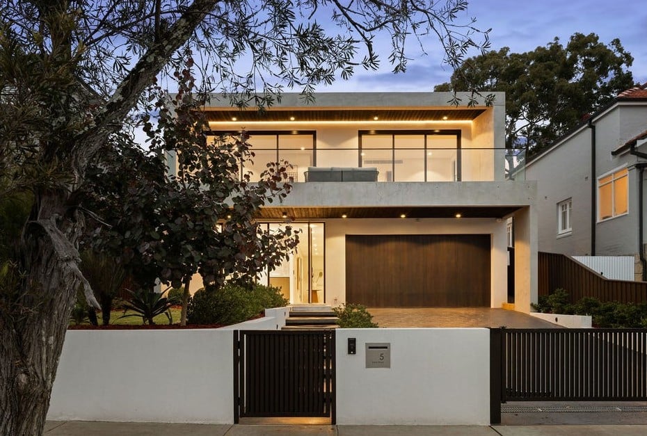 Contemporary architect-designed luxury residence in Cremorne featuring modern façade and premium finishes