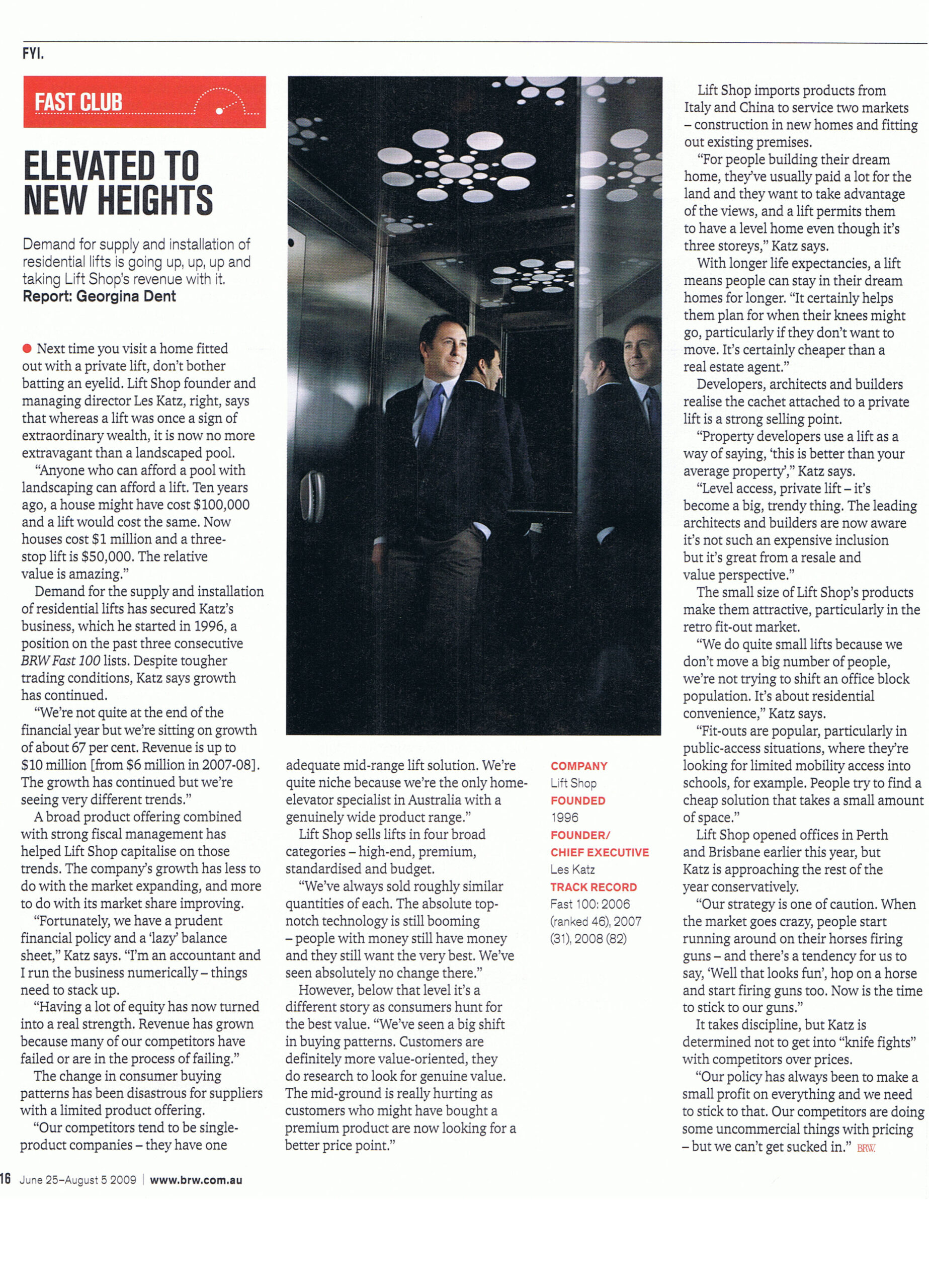 BRW feature, Elevated to New Heights, 2009