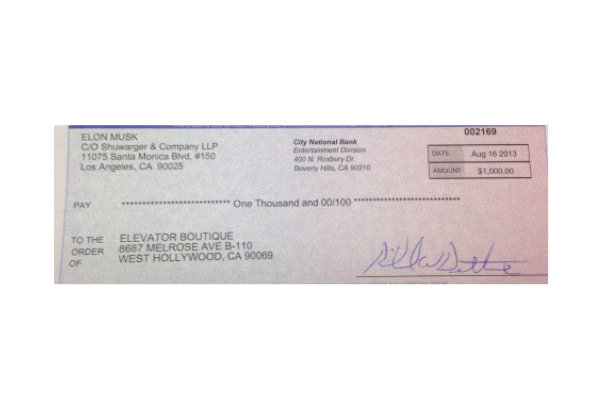 Elevator Boutique order document